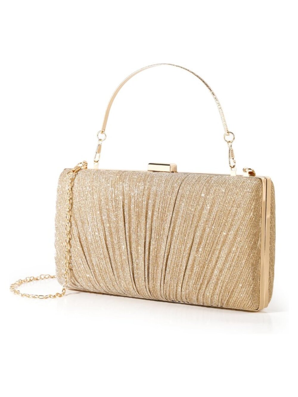 Kseymeir Pleated Evening Clutch Chain Strap Polyester Party Wedding Handbag